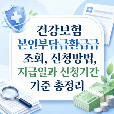 건강보험 본인부담금환급금 조회 방법과 신청 기준, 지급일, 신청기간을 한눈에 정리한 이미지