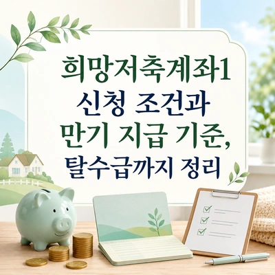 희망저축계좌1 신청 조건과 만기 지급 기준, 탈수급 여부를 확인할 수 있는 저축 지원제도 안내 이미지