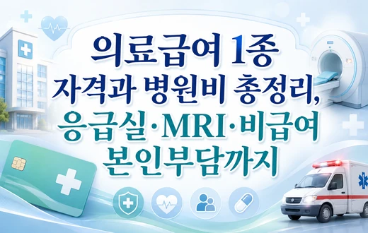 의료급여 1종 자격과 병원비, 응급실, MRI, 비급여 본인부담 기준을 정리한 안내 이미지